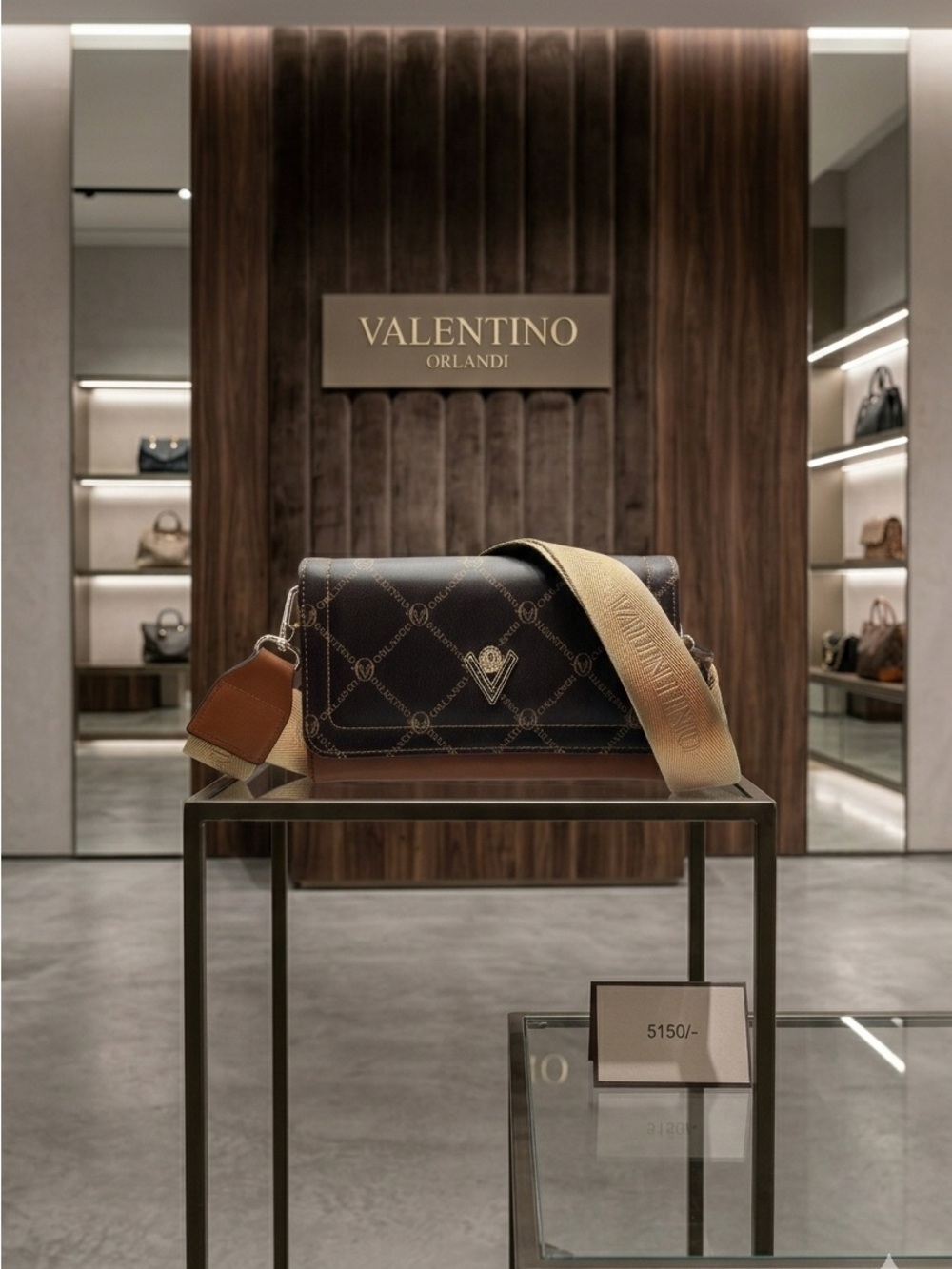 Valentino Orlandi Brown and Tan Monogram Messenger Bag